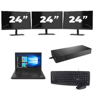Lenovo ThinkPad A485 - AMD Ryzen 5 2500U - 14 inch - 32GB RAM - 256GB SSD - Windows 11 Home + 3x 24 inch Monitor