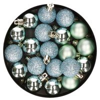 20x stuks kleine kunststof kerstballen mint groen 3 cm mat/glans/glitter - thumbnail