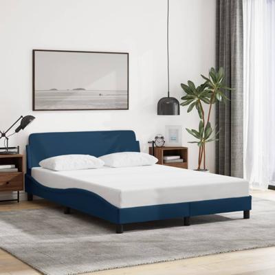 Bedframe met hoofdeinde zonder matras 140x200 cm stof blauw