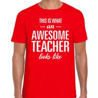 Awesome Teacher cadeau meesterdag t-shirt rood heren