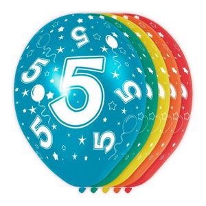 5x Verjaardag 5 jaar heliumballonnen 30 cm