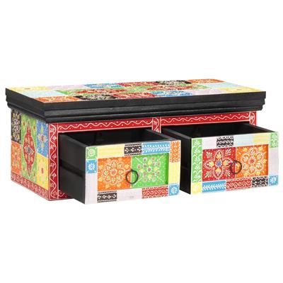 TV-meubel met lade Multikleur 60 x 30 x 24 cm Massief mangohout