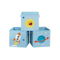 Set van 3 opvouwbare opbergdozen, Blauw