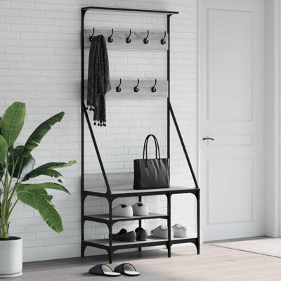 VidaXL Kledingrek met schoenenrek 80x40x184 cm grijs sonoma eikenkleur
