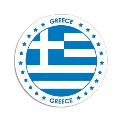 Vlag van Griekenland stickers - rond - D14,8 cm - in vlag kleuren - Landen thema