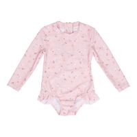 Little Dutch badpak lange mouw ruches Little Pink Flowers Maat