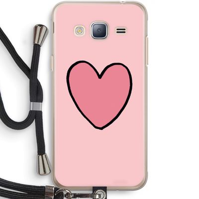 Hartje: Samsung Galaxy J3 (2016) Transparant Hoesje met koord