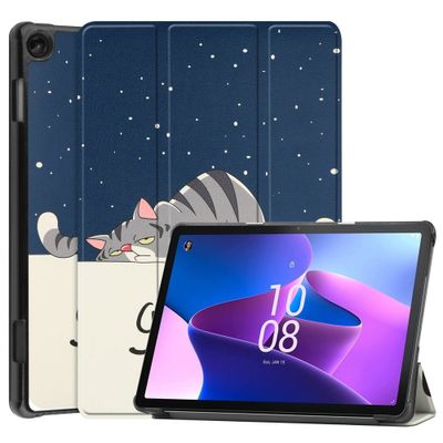 Lunso - Lenovo Tab M10 Gen 3 (3e generatie) - Tri-Fold Bookcase hoes - Lazy Cat