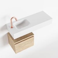 Toiletmeubel Mondiaz Andor | 80 cm | Meubelkleur Washed oak | Lex vrijhangend wastafel Talc Links | 1 kraangat