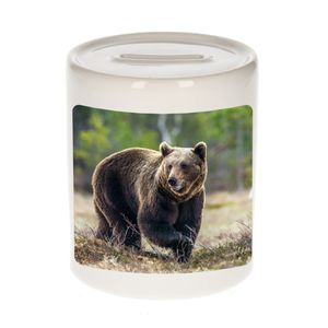 Foto bruine beer spaarpot 9 cm - Cadeau beren liefhebber