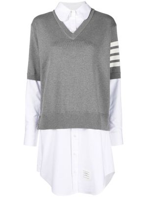 Thom Browne robe en popeline à détails rayés - Gris