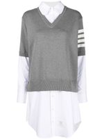 Thom Browne robe en popeline à détails rayés - Gris