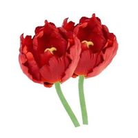 2x Kunstbloemen tulp rood 25 cm - Kunstbloemen - thumbnail