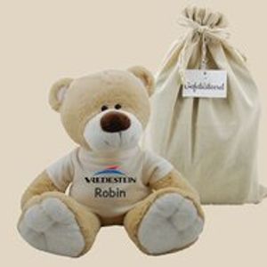 Knuffel Beer Boris babycadeau met logo en naam