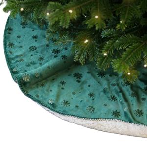 Kerstboomrok - donkergroen - sneeuwvlokken - D100 cm - polyester - kerstboomkleed