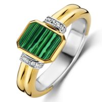 TI SENTO-Milano 12242MA Ring Malachiet zilver goudkleurig-groen Maat 56