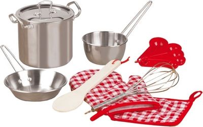 Moses kookset zilver/rood 8 delig Moses kookset zilver/rood 8 delig