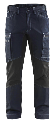 Blåkläder Service werkbroek denim stretch 14591142 | Marineblauw/Zwart | Maat 46 - 7330509485880
