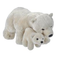 Wild Republic Knuffel Ijsbeer met jong - 38 cm - pluche - IJsberen knuffels