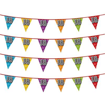 18 jaar verjaardag vlaggenlijn slinger - 4x stuks - feestartikelen - versieringen - 8 meter - Plasti