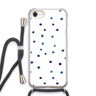 Blauwe stippen: iPhone 7 Transparant Hoesje met koord