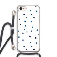 Blauwe stippen: iPhone 7 Transparant Hoesje met koord