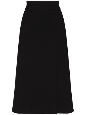 Dolce & Gabbana jupe mi-longue en crêpe à fente - Noir