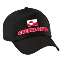 Verkleed feest pet - zwart - Groenland - vlag/landen thema - EK / WK - zonneklep pet