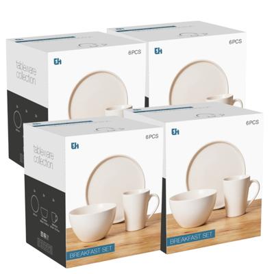 Ontbijt Servies set - 24-delig - wit - keramiek - tafelservies - 8 personen