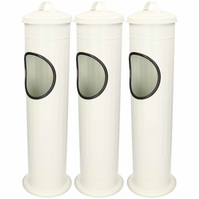 3x Staande asbakken met afvalbakje en deksel wit 60 cm