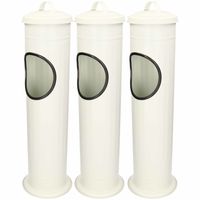 3x Staande asbakken met afvalbakje en deksel wit 60 cm