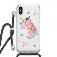 Roze eenhoorn: iPhone XS Max Transparant Hoesje met koord
