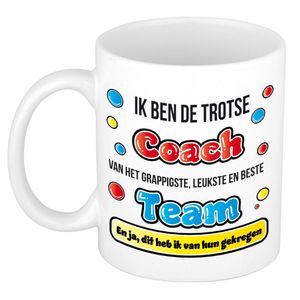 Cadeau mok voor coach - grappig - keramiek - 300 ml - trotse coach   -