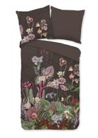 Good Morning Dekbedovertrek "bloemen" - Bruin - (135x200 cm) - Katoen