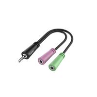 Hama 00200352 Jackplug Audio Aansluitkabel [1x Jackplug male 3,5 mm - 2x Jackplug female 3,5 mm] 0.15 m Zwart