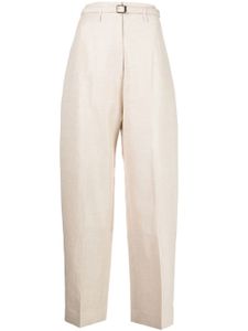 GIA STUDIOS pantalon fuselé en laine et lin mélangés - Blanc