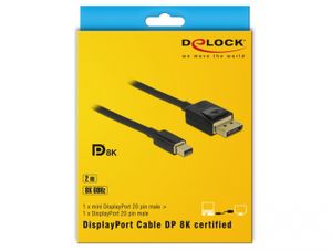 DeLOCK Mini DisplayPort > DisplayPort kabel 2 meter, 8K 60 Hz