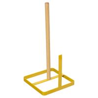5Five Keukenrolhouder - ijzer/hout - 15 x 30 cm - geel - Keukenpapier houder