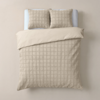 Dekbedovertrek Faux Fur - Check - Beige - Lits-Jumeaux (240x220 Cm) - Beige Microvezel - Patroon - Sleeptime - Dekbed-Discounter.nl