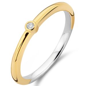 TI SENTO-Milano 12249ZY Ring zilver-zirconia goudkeurig-wit Maat 52