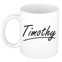 Timothy Naam koffiemok - beker - met sierlijke letters - wit - 300 ml - Cadeau - Heren