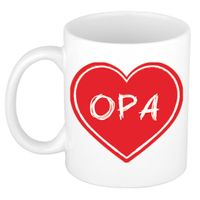 Liefste opa verjaardag cadeau mok - rood hartje - 300 ml - keramiek - opa/oma dag