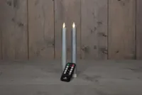 Anna&apos;s Collection LED dinerkaars flame effect rustiek 23 cm zilver 2 stuks
