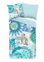 HIP Dekbedovertrek "mandala's en ijsberen" - Blauw - (155x220 cm) - Katoen Flanel