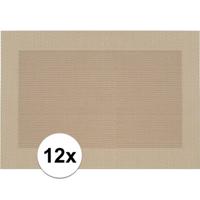 Tafel Placemats - 12x stuks - beige - gevlochten - 45 x 30 cm - onderleggers