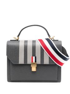 Thom Browne sac à bandoulière en cuir à bande appliquée - Gris