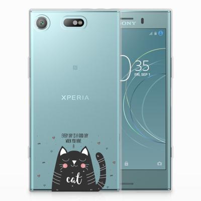 Sony Xperia XZ1 Compact Telefoonhoesje met Naam Cat Good Day Sony Xperia XZ1 Compact Telefoonhoesje met Naam Cat Good Day