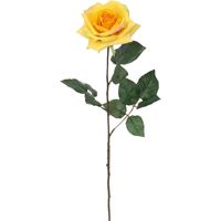 Kunstbloem roos Emily - geel - 66 cm - kunststof steel - decoratie bloemen