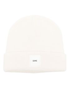 OAMC bonnet en maille nervurée à patch logo - Blanc