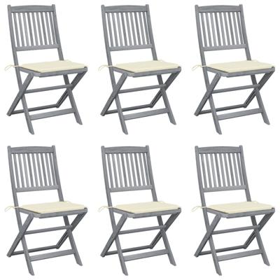 Tuinstoelen 6 st inklapbaar met kussens massief acaciahout